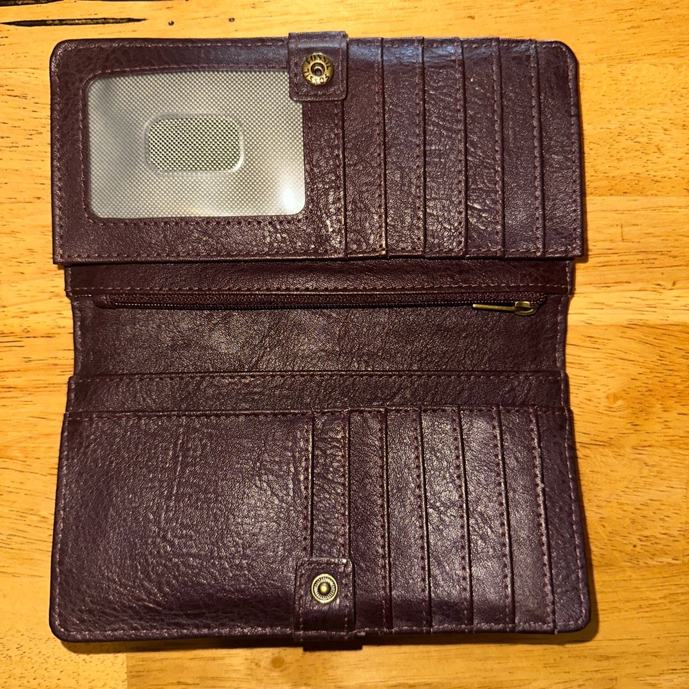 Burgundy Maroon Liza Leather Fossil Bifold Wallet - Picture 2 of 7